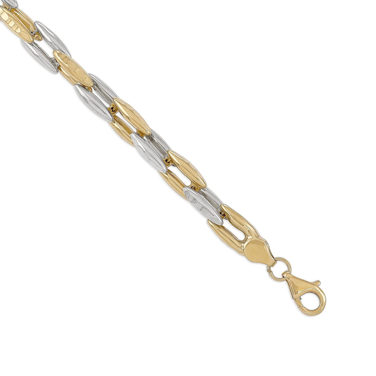 14ct Gold Two Tone Fancy Bracelet - FJewellery
