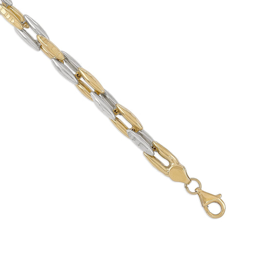 14ct Gold Two Tone Fancy Bracelet - FJewellery