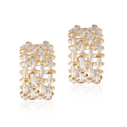 14ct multicolour gold earrings with diamonds 08001098 - FJewellery