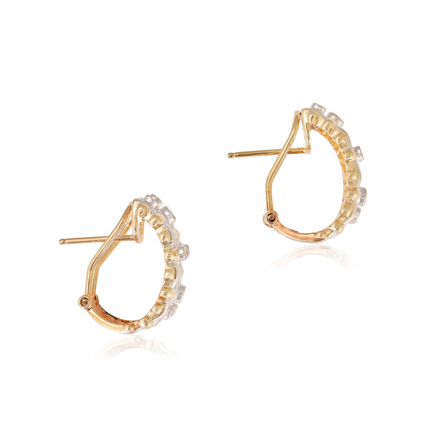 14ct multicolour gold earrings with diamonds 08001098 - FJewellery