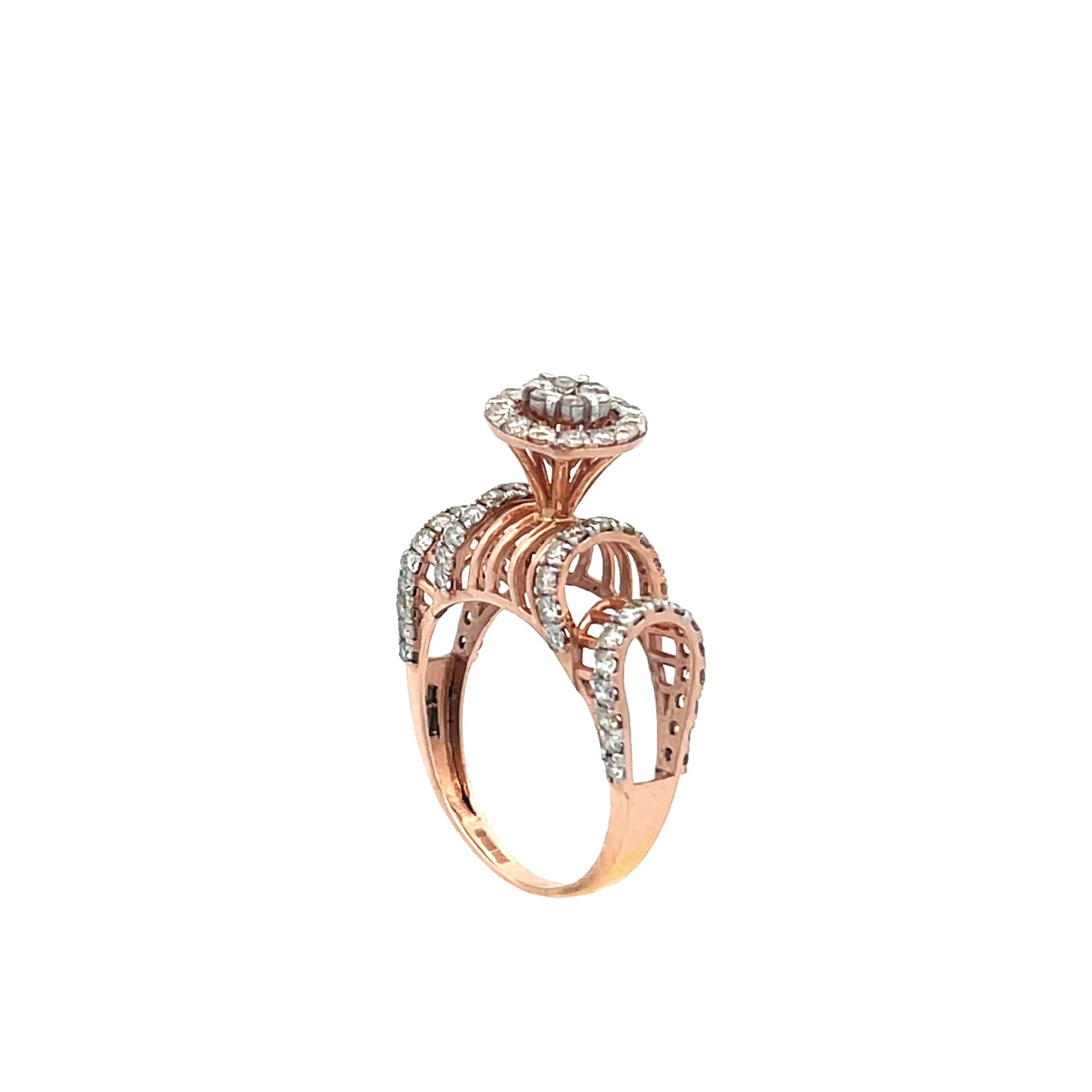 14ct rose gold pre - owned ring with stones 07002457 - FJewellery