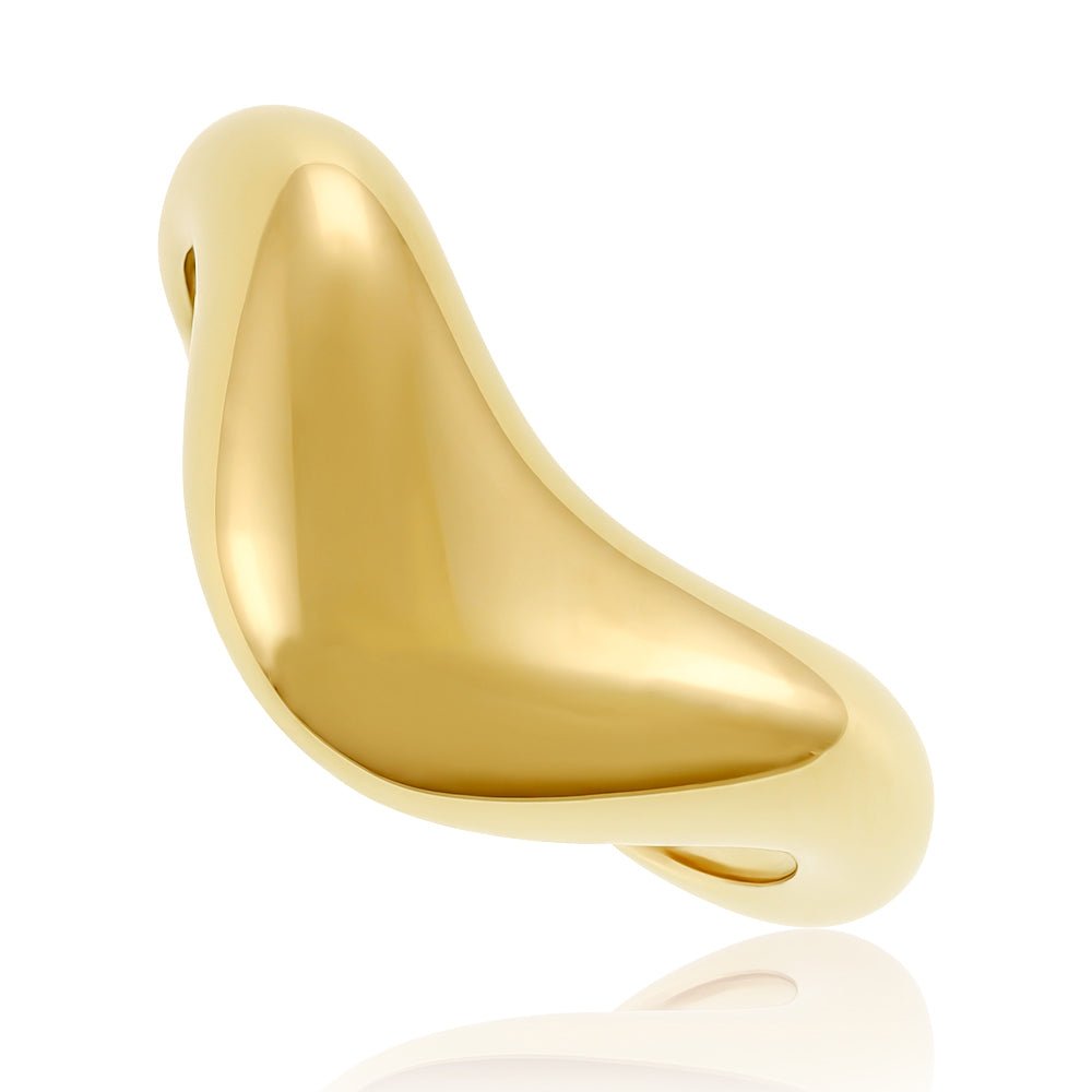 14ct Solid 1 Micron Gold Plated 925 Sterling Silver Big Wave Ring PRN1004 - FJewellery
