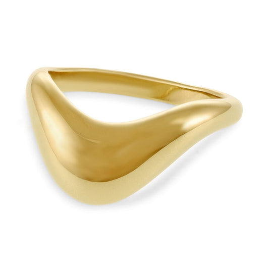 14ct Solid 1 Micron Gold Plated 925 Sterling Silver Big Wave Ring PRN1004 - FJewellery