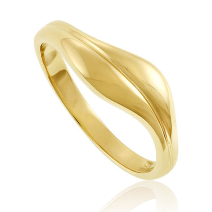 14ct Solid 1 Micron Gold Plated 925 Sterling Silver Twist Ring PRN1006 - FJewellery
