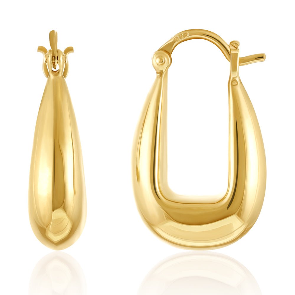 14ct Solid 1 Micron Gold Plated Huggie Earrings PER1007 - FJewellery