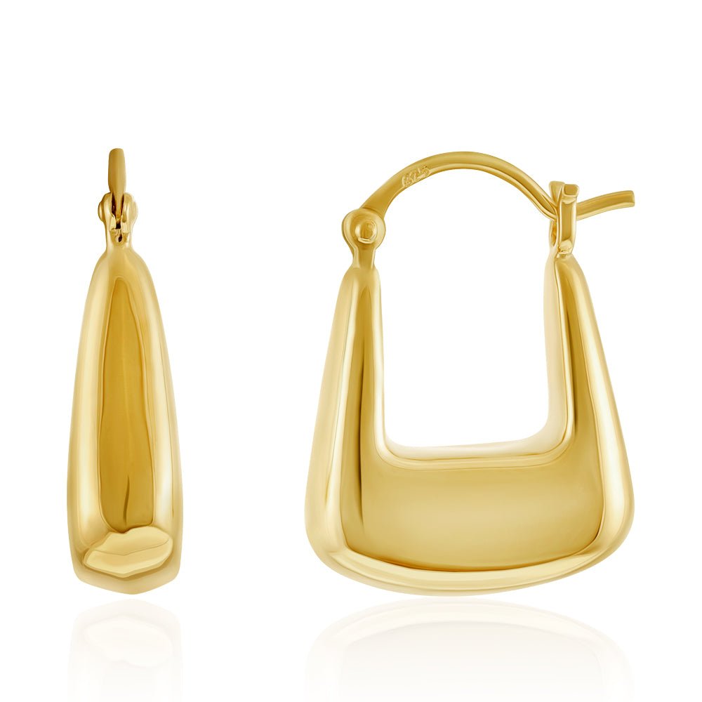 14ct Solid 1 Micron Gold Plated Sterling Silver Huggie Earrings PER1005 - FJewellery