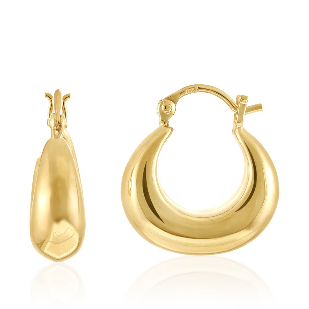 14ct Solid 1 Micron Gold Plated Sterling Silver Huggie Earrings PER1006 - FJewellery