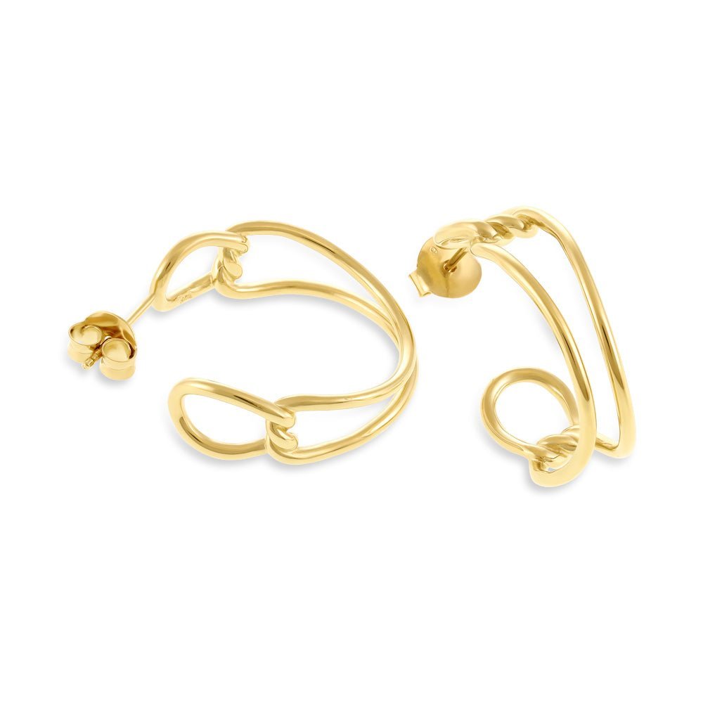 14ct Solid 1 Micron Gold Plated Sterling Silver Knot Earrings PER1009 - FJewellery