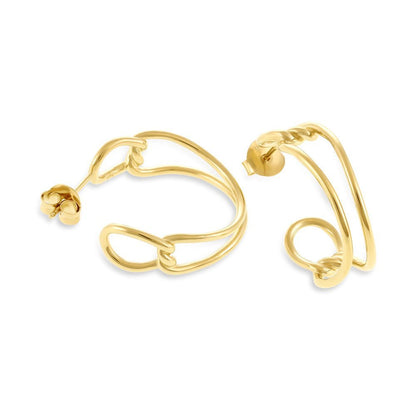 14ct Solid 1 Micron Gold Plated Sterling Silver Knot Earrings PER1009 - FJewellery