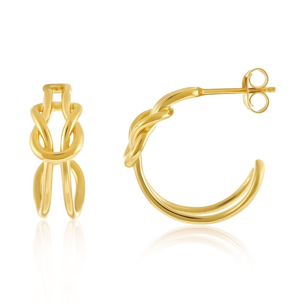 14ct Solid 1 Micron Gold Plated Sterling Silver Knot Earrings PER1009 - FJewellery