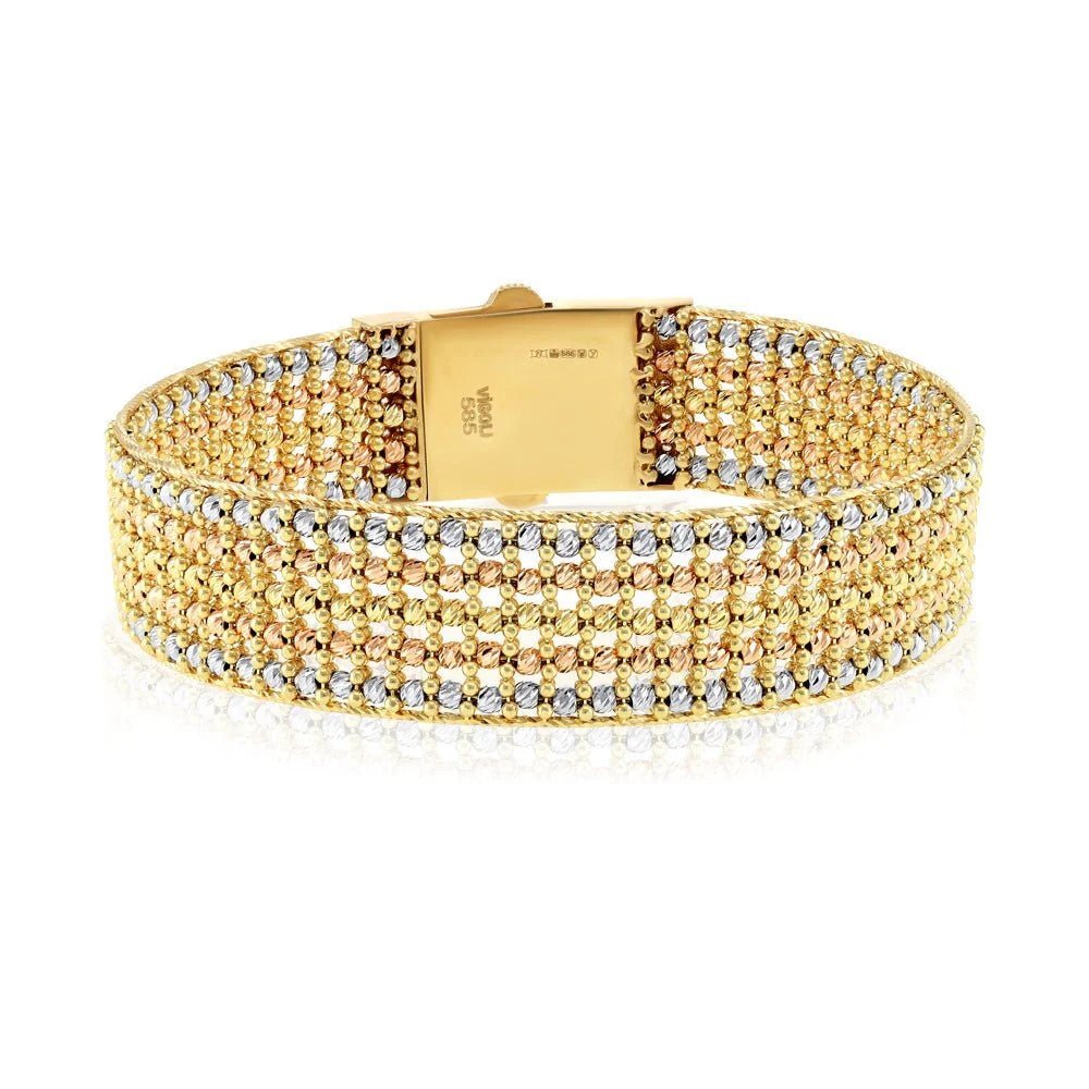 14ct Solid Multicolour Gold Beads Bracelet 02022229 - FJewellery