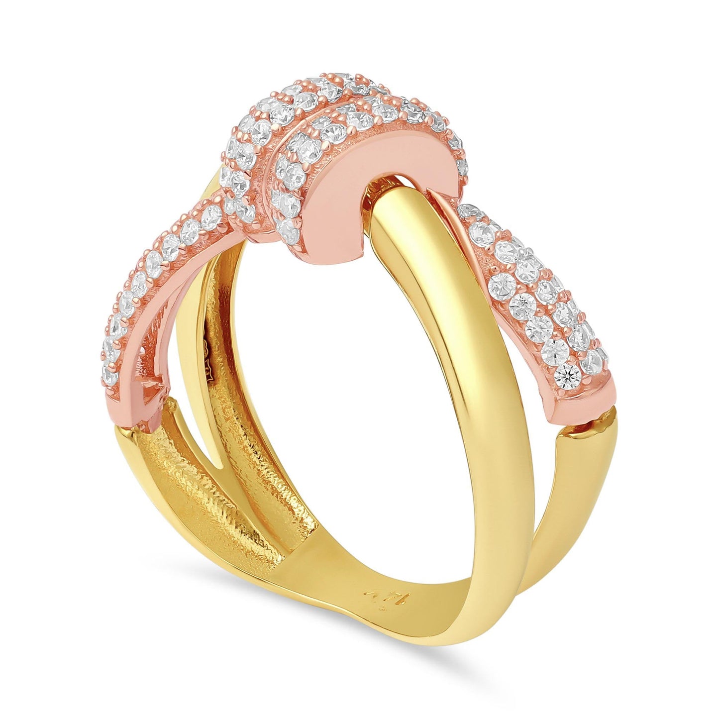 14ct Two Tone Gold Knot Detail Ring - FJewellery