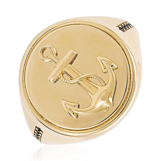 14ct Yellow Anchor Gold Signet Ring - FJewellery