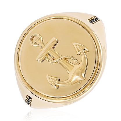 14ct Yellow Anchor Gold Signet Ring - FJewellery