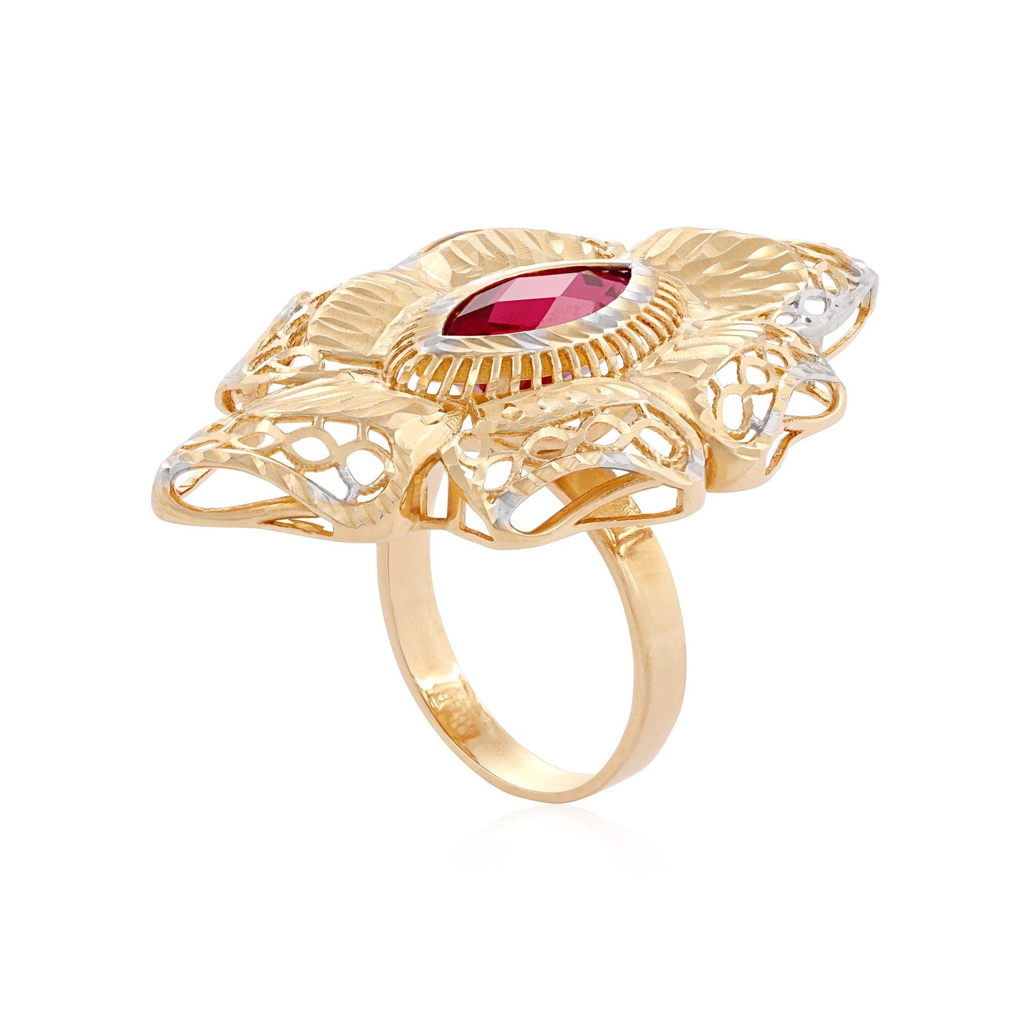 14ct Yellow and White Gold Pre - owned Ring with Stone 02031832 - FJewellery