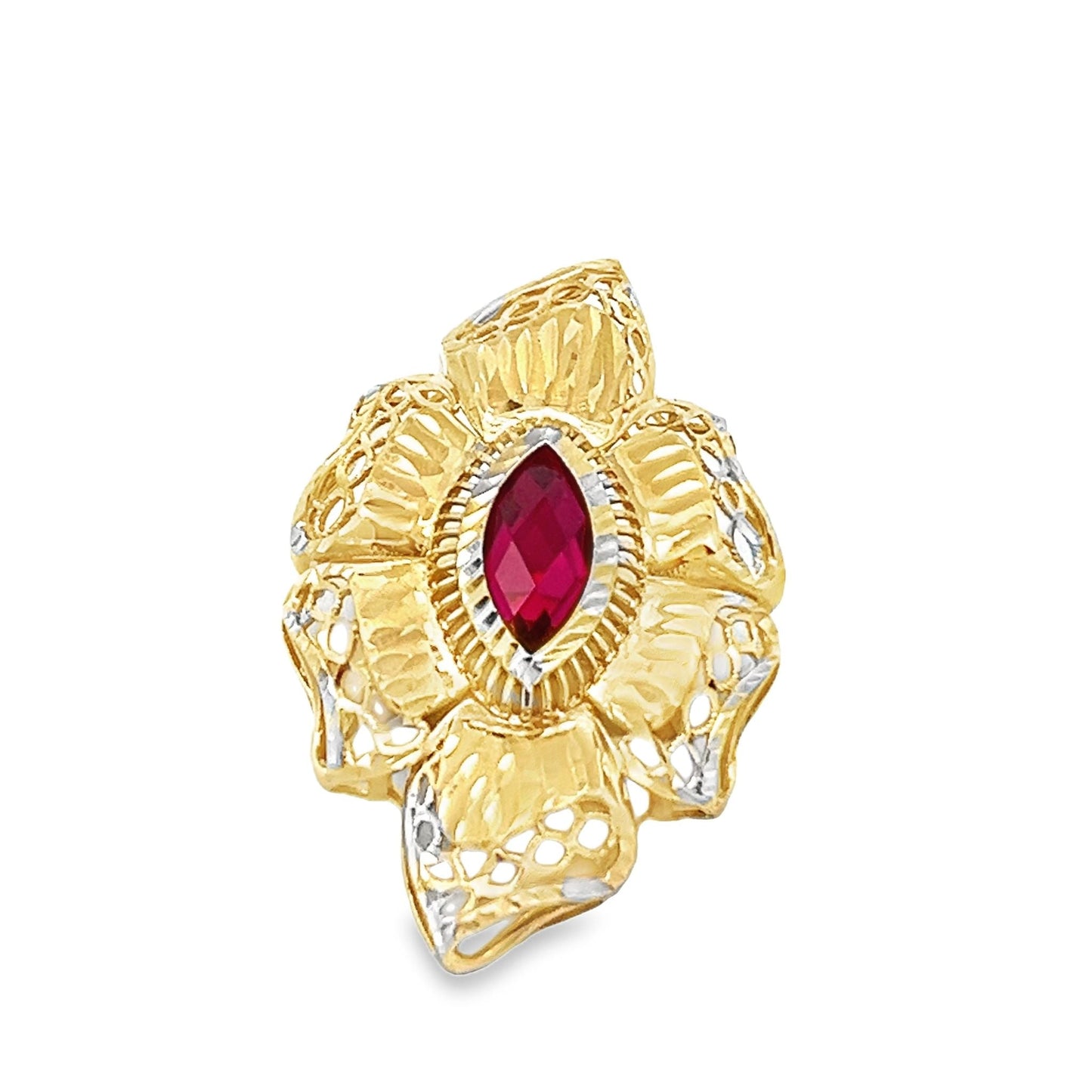 14ct Yellow and White Gold Pre - owned Ring with Stone 02031832 - FJewellery