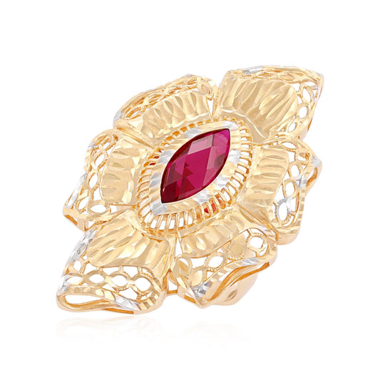 14ct Yellow and White Gold Pre - owned Ring with Stone 02031832 - FJewellery