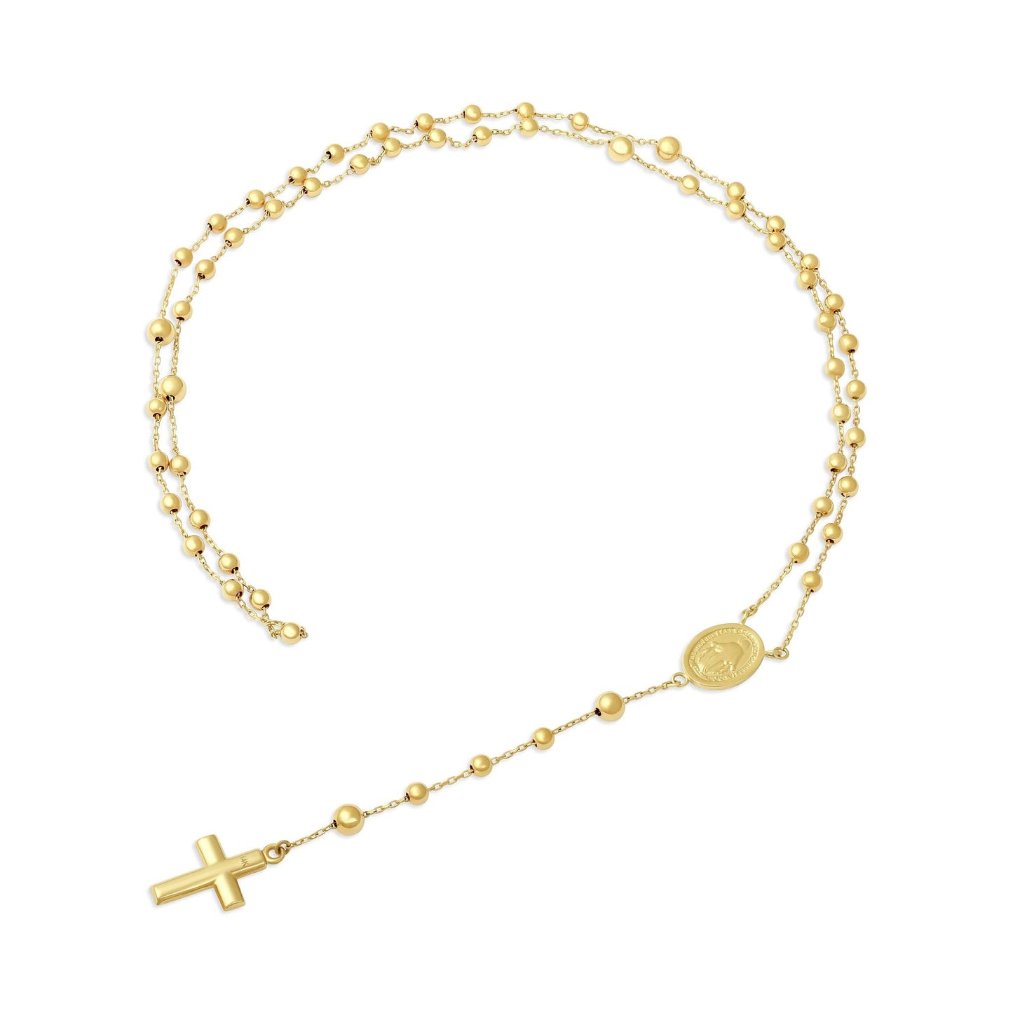 14ct Yellow Gold Bead Rosary Necklace - FJewellery