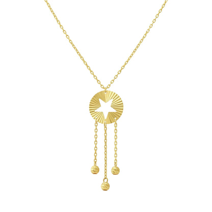 14ct Yellow Gold Bead Star Necklace - FJewellery