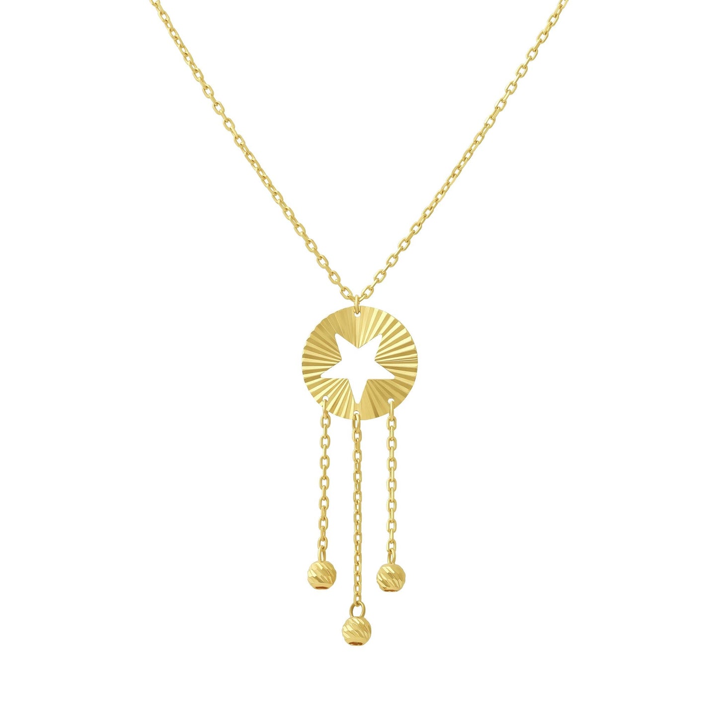14ct Yellow Gold Bead Star Necklace - FJewellery