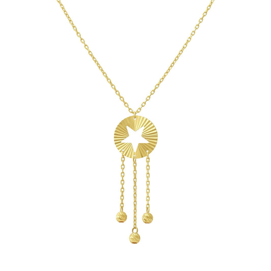 14ct Yellow Gold Bead Star Necklace - FJewellery