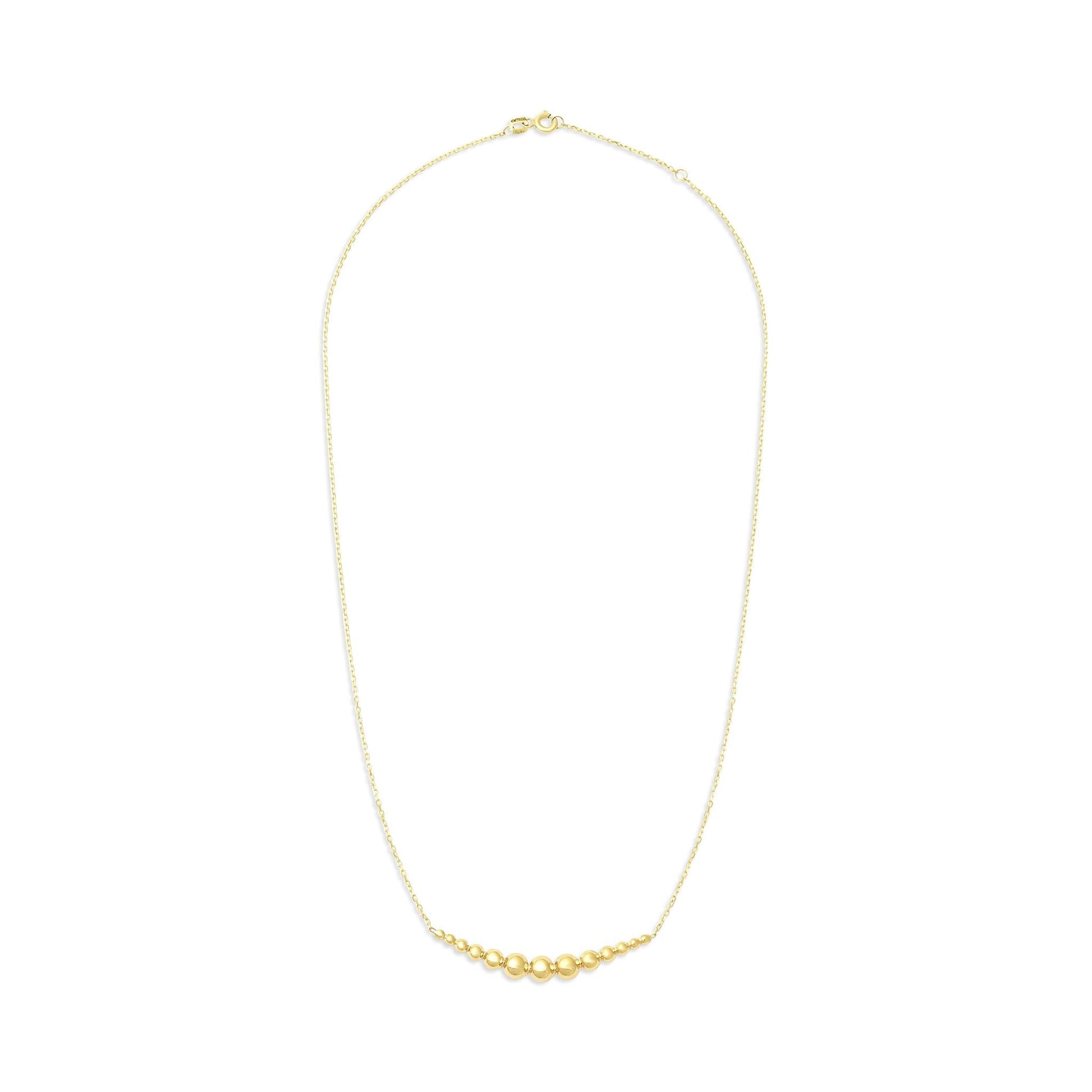 14ct Yellow Gold Beaded Horizontal Bar Necklace - FJewellery