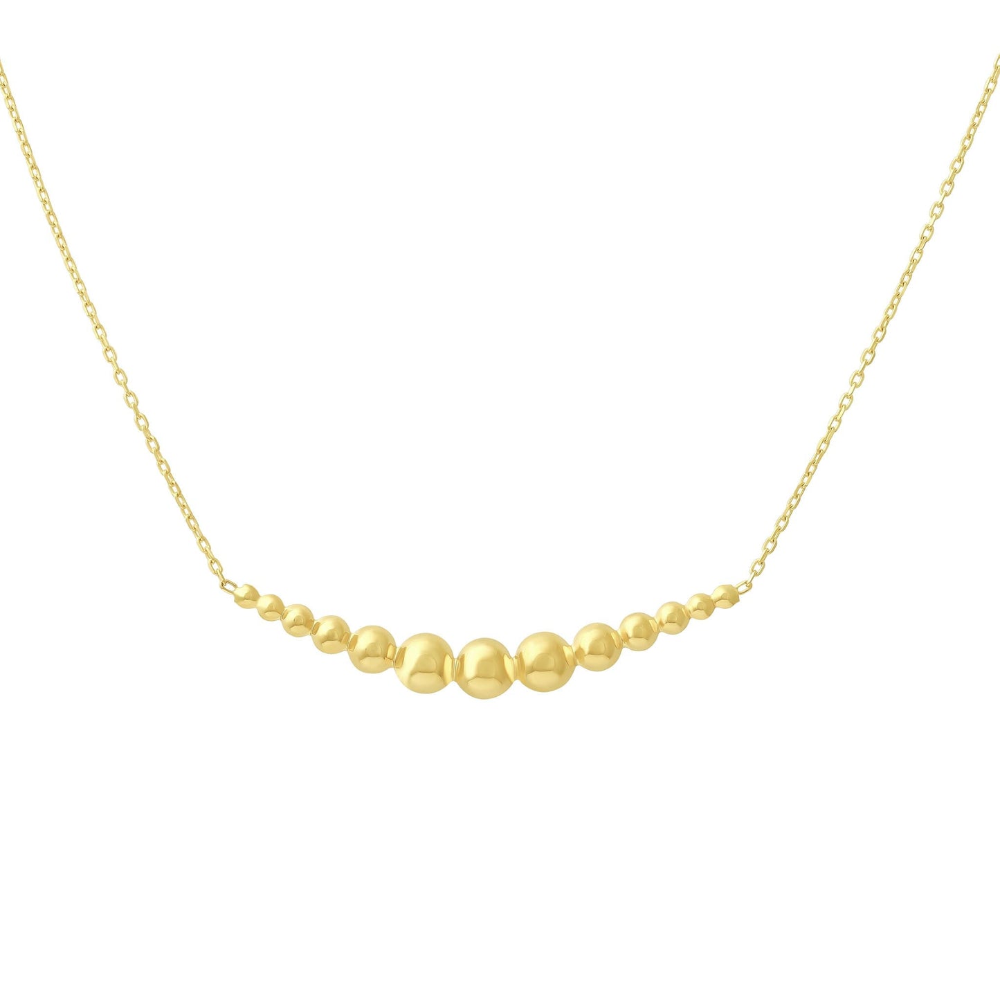 14ct Yellow Gold Beaded Horizontal Bar Necklace - FJewellery