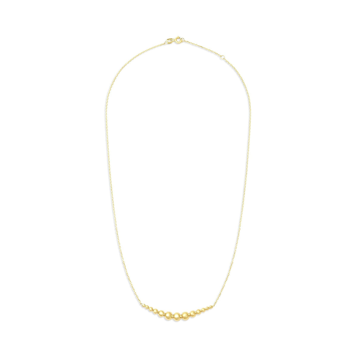 14ct Yellow Gold Beaded Horizontal Bar Necklace - FJewellery