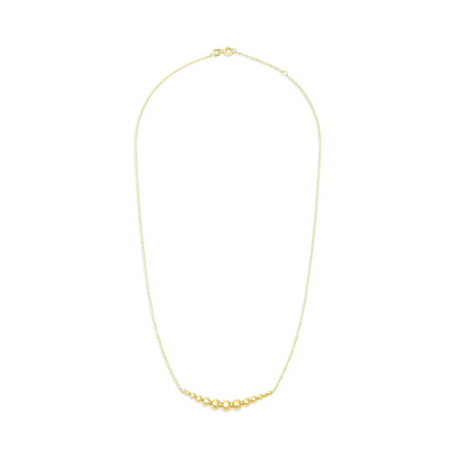 14ct Yellow Gold Beaded Horizontal Bar Necklace - FJewellery