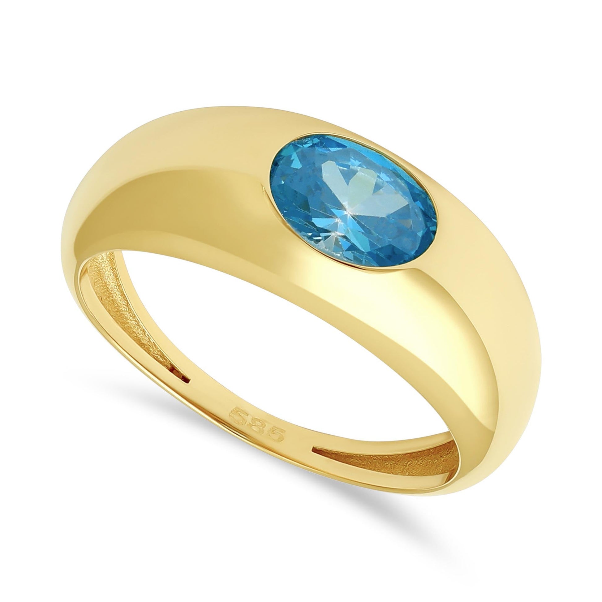 14ct Yellow Gold Blur Gemstone Ring - FJewellery