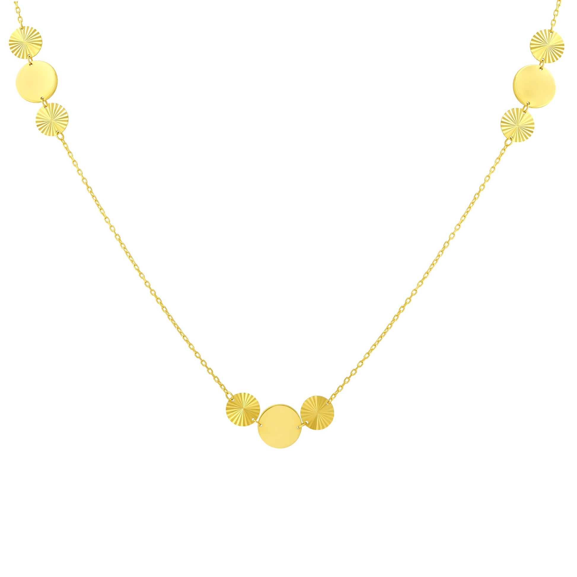 14ct Yellow Gold Circle Detail Necklace - FJewellery