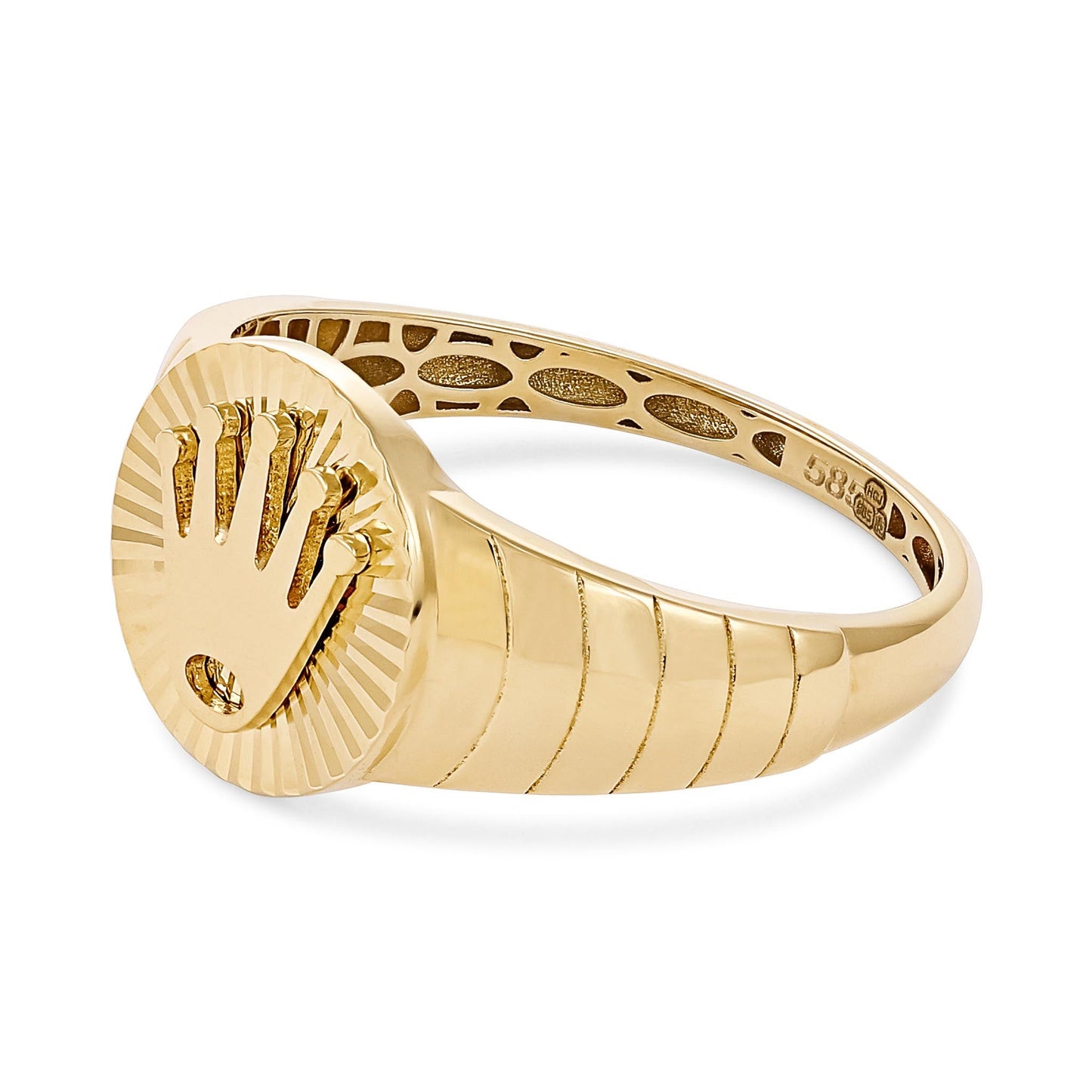 14ct Yellow Gold Crown Signet Ring - FJewellery