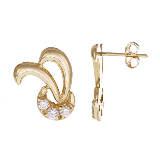 14ct Yellow Gold Cubic Zirconia Fancy Shaped Stud Earrings ER20108-14Y - FJewellery