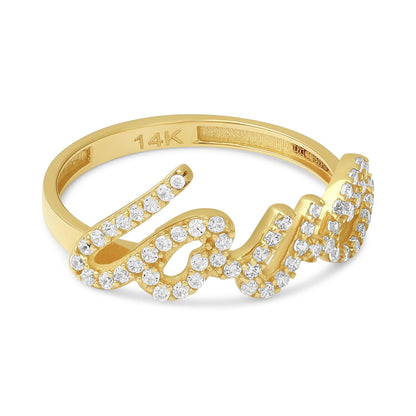 14ct Yellow Gold Cubic Zirconia Love Ring - FJewellery