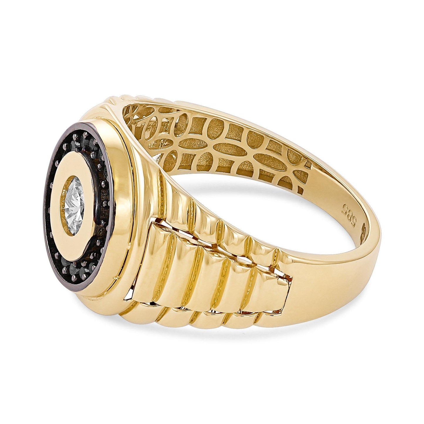 14ct Yellow Gold Cubic Zirconia Signet Ring - FJewellery