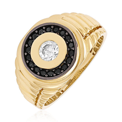 14ct Yellow Gold Cubic Zirconia Signet Ring - FJewellery