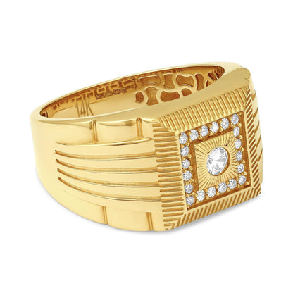 14ct Yellow Gold Cubic Zirconia Signet Ring - FJewellery