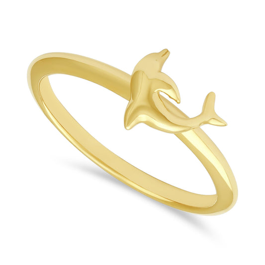 14ct Yellow Gold Dolphin Design Ring - FJewellery