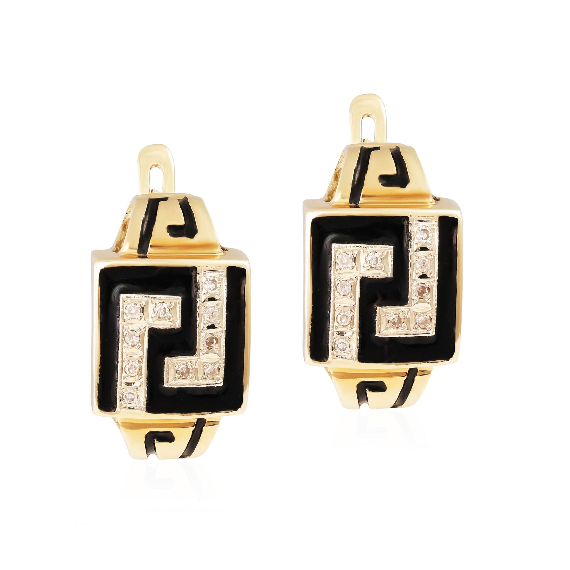 14ct yellow gold earrings with stones 01002644 - FJewellery