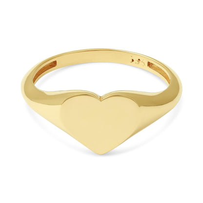 14ct Yellow Gold Heart Signet Ring - FJewellery