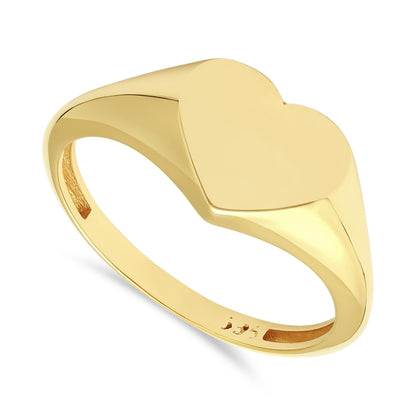 14ct Yellow Gold Heart Signet Ring - FJewellery