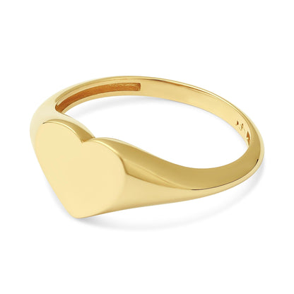 14ct Yellow Gold Heart Signet Ring - FJewellery