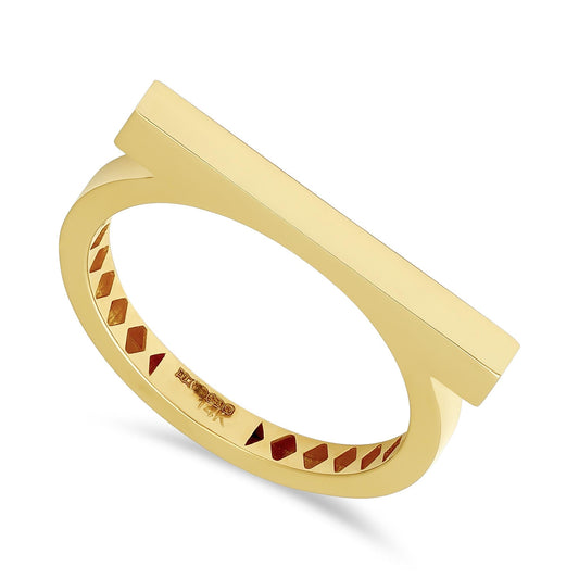 14ct Yellow Gold Horizontal Bar Ring - FJewellery