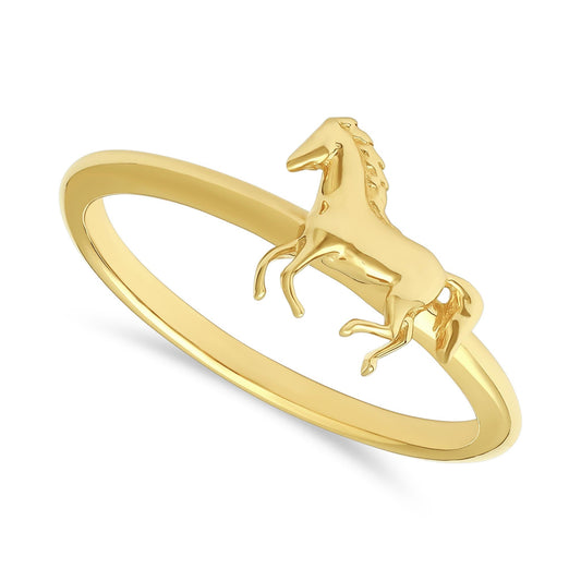 14ct Yellow Gold Horse Design Ring - FJewellery