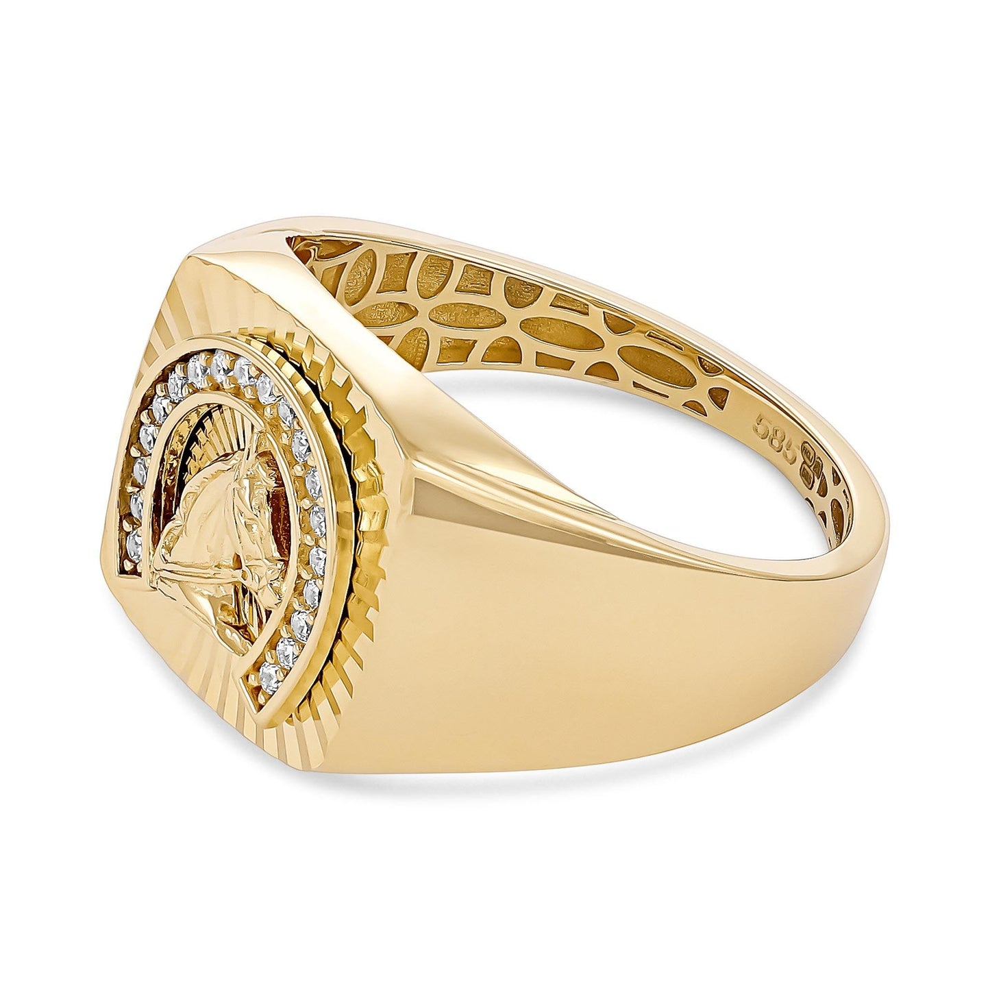14ct Yellow Gold Horse Design Signet Ring - FJewellery