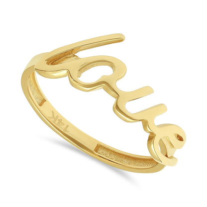 14ct Yellow Gold Italic Love Word Ring - FJewellery