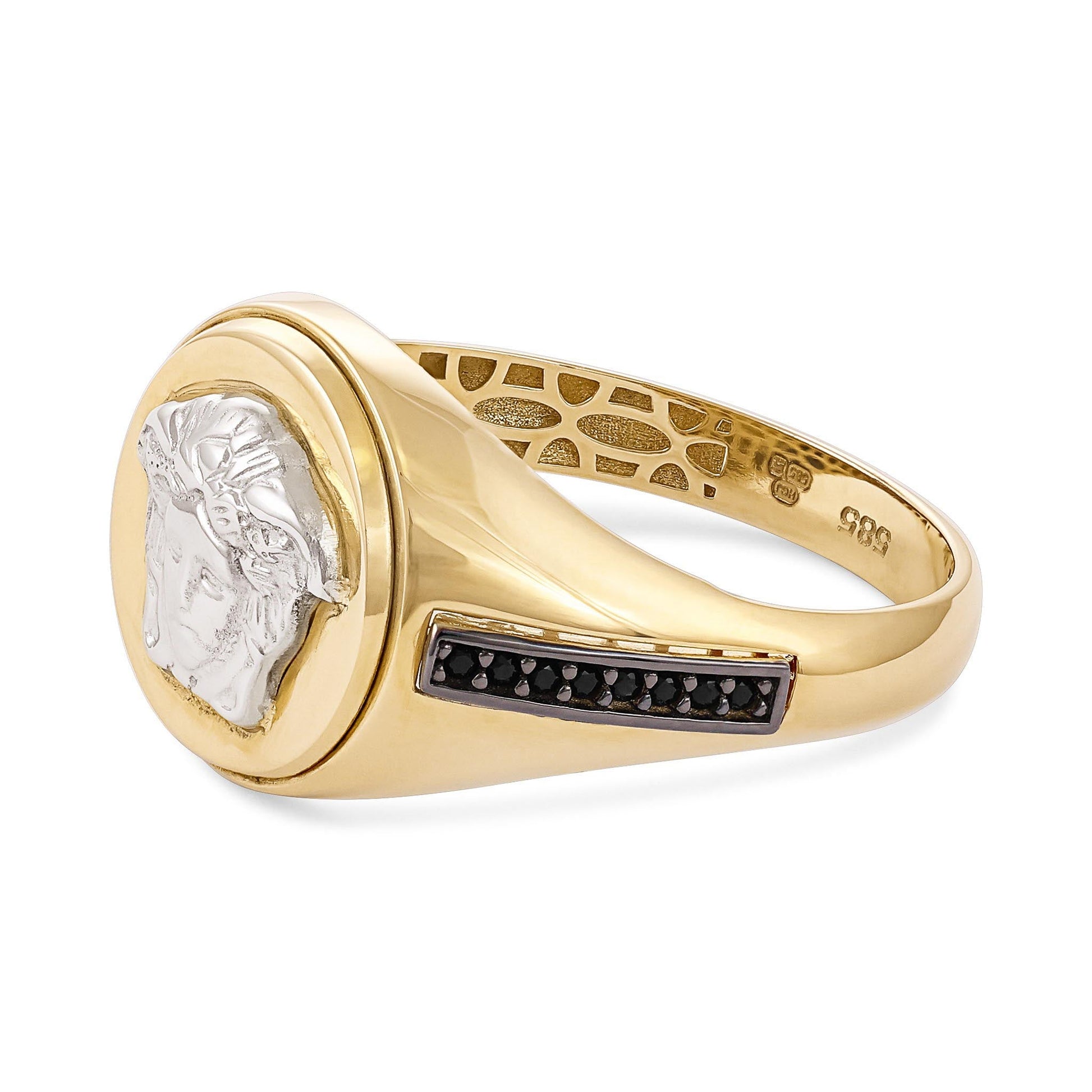14ct Yellow Gold Medusa Head Signet Ring - FJewellery