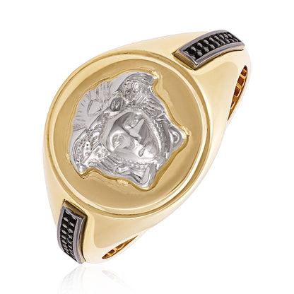 14ct Yellow Gold Medusa Head Signet Ring - FJewellery