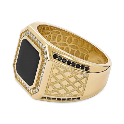 14ct Yellow Gold Onyx Signet Ring - FJewellery