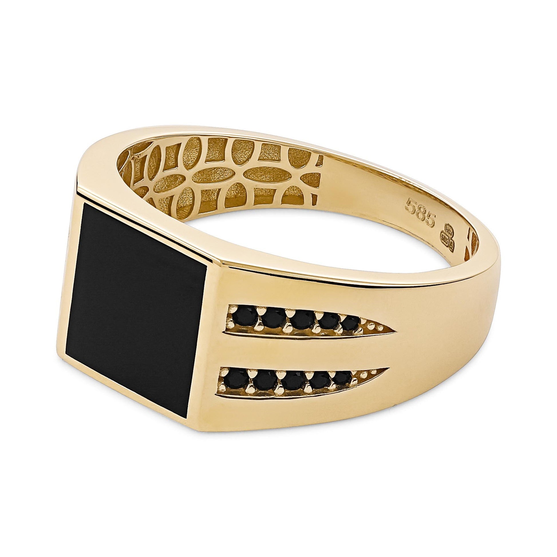 14ct Yellow Gold Onyx Signet Ring - FJewellery